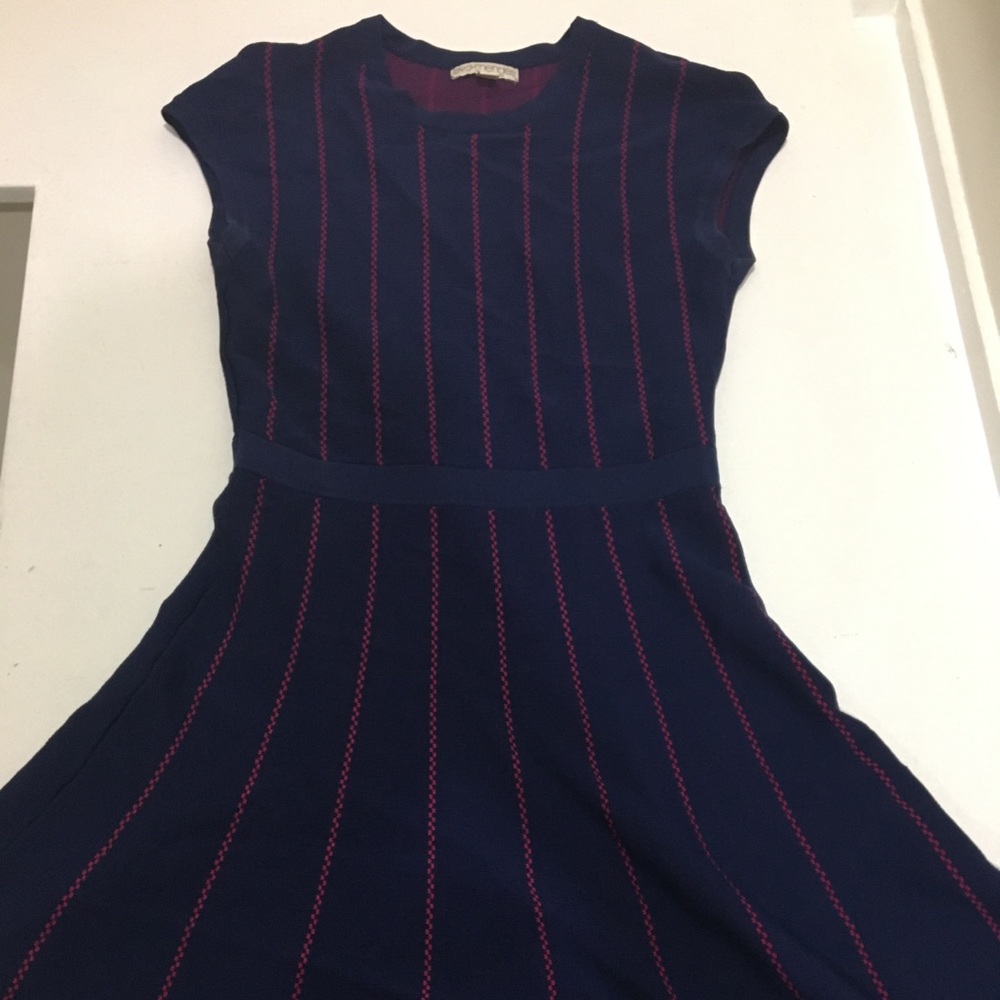 Blue and pink striped dress